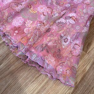 Delicate Pink Floral Skirt (Pleated Hem, Beautiful Movement, Girly, Romantic)